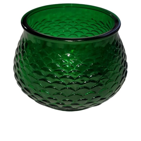 Vintage E.O. Brody Green Glass Planter Pot Bowl Fish Scale Textured 5"  USA G100 - Picture 1 of 10